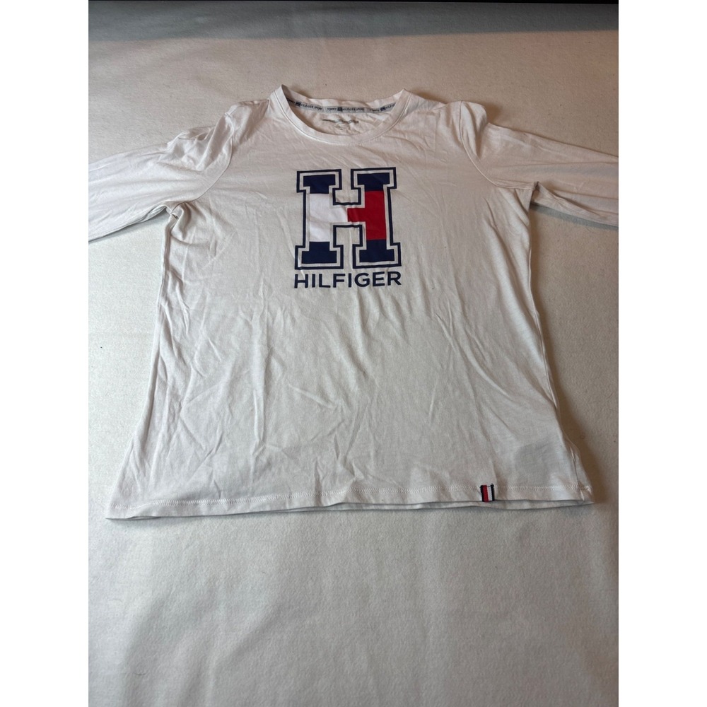 Tommy Hilfiger Sport White Crew Neck T-Shirt With Logo Design M